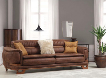 Luxus Dreibettsofa Dreisitzer Sofa 3 Sitzer Design Wohnzimmer Kunstleder